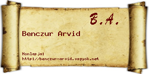 Benczur Arvid névjegykártya